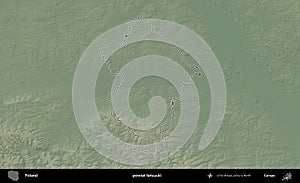 powiat lancucki outlined, Poland. Physical